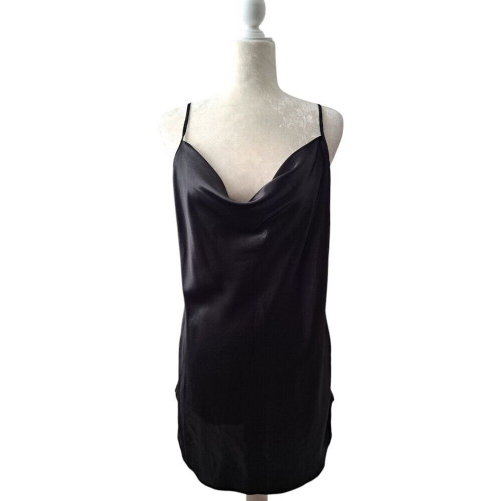 L.A. Intimates VTG Made In USA Women's Black Satin Slip Dress Medium